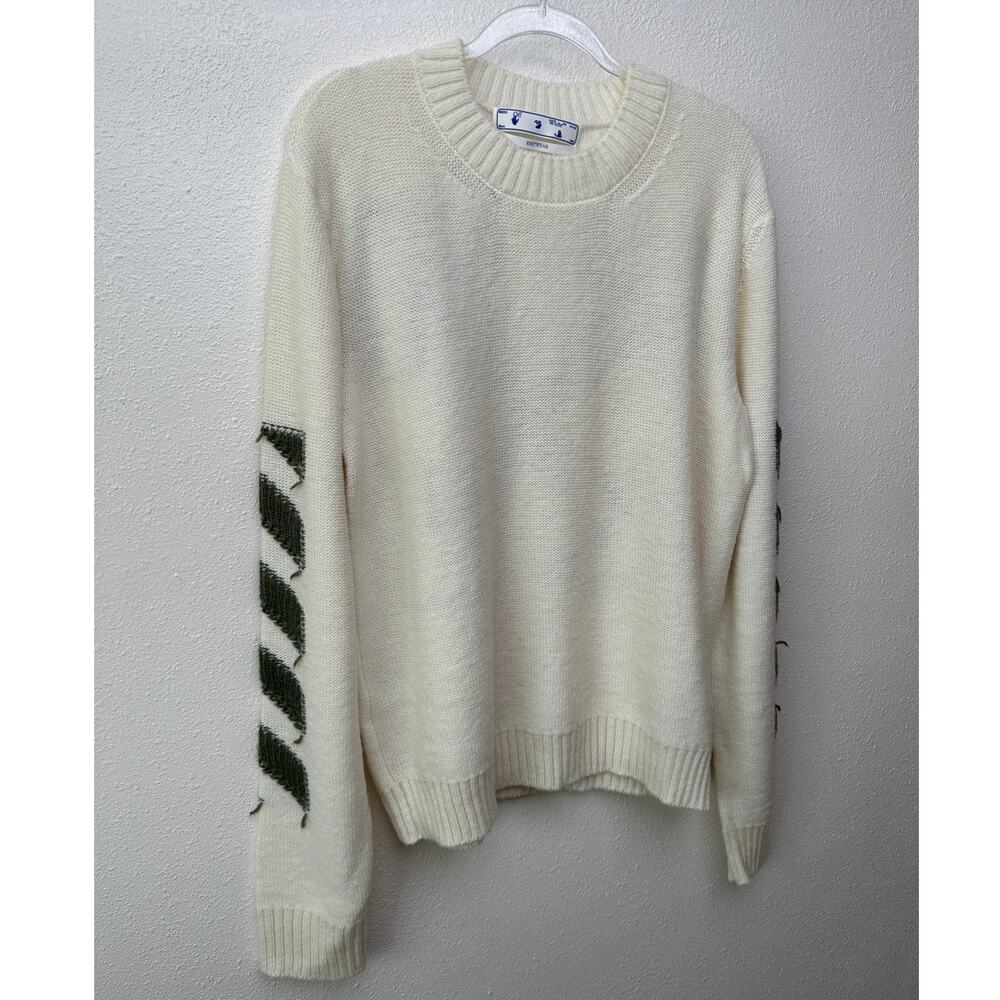 Off-White Reverse Arrow Diag Knit Crew Sweater Wh… - image 3